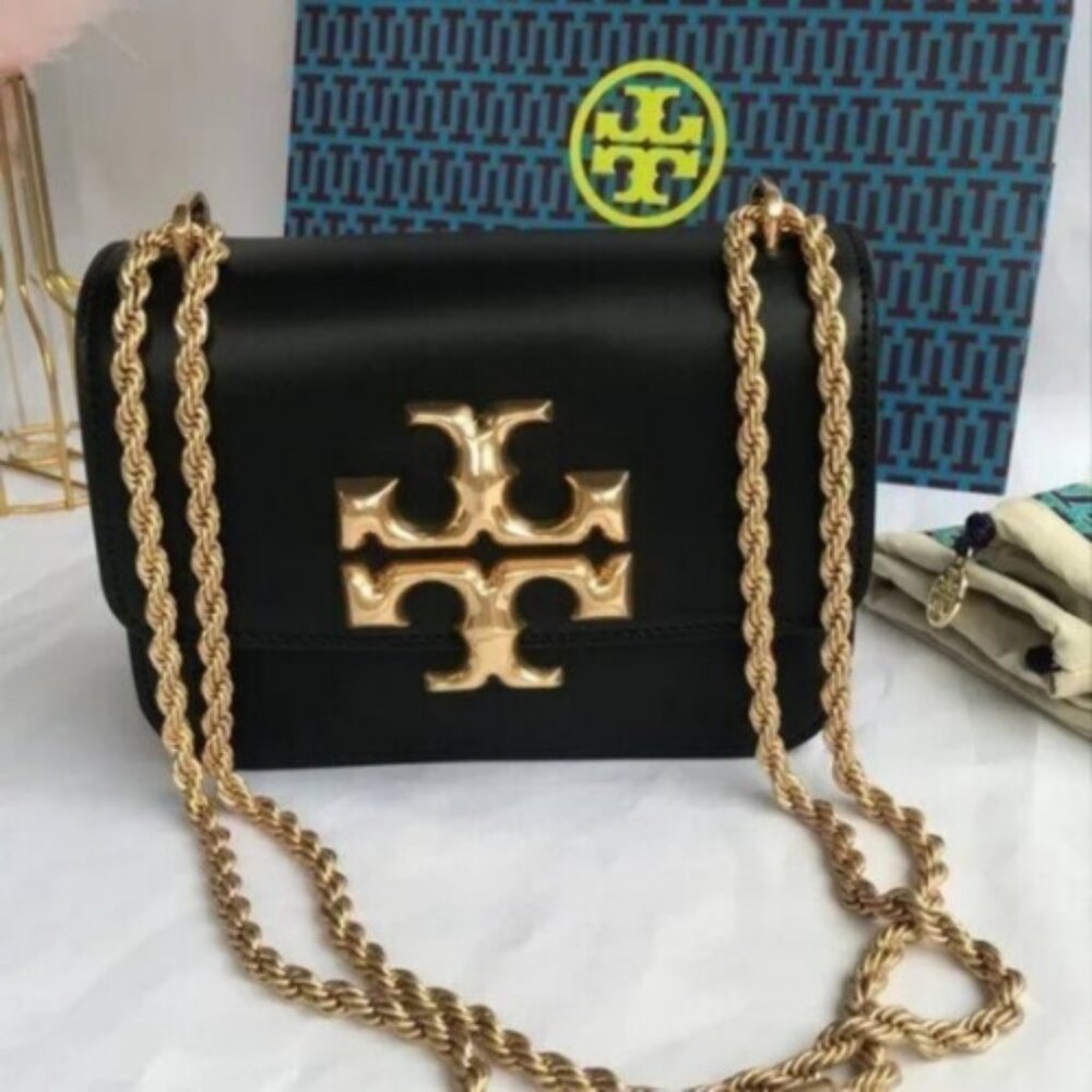 Modern Tory Burch Black Leather Shoulder Bag